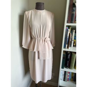 Vintage Nude Dress w Feminine Detailing